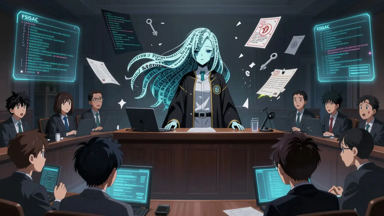 En AI-assistent som står for retten, omgitt av lekkede kodenøkler og brudd på sikkert samtykke.