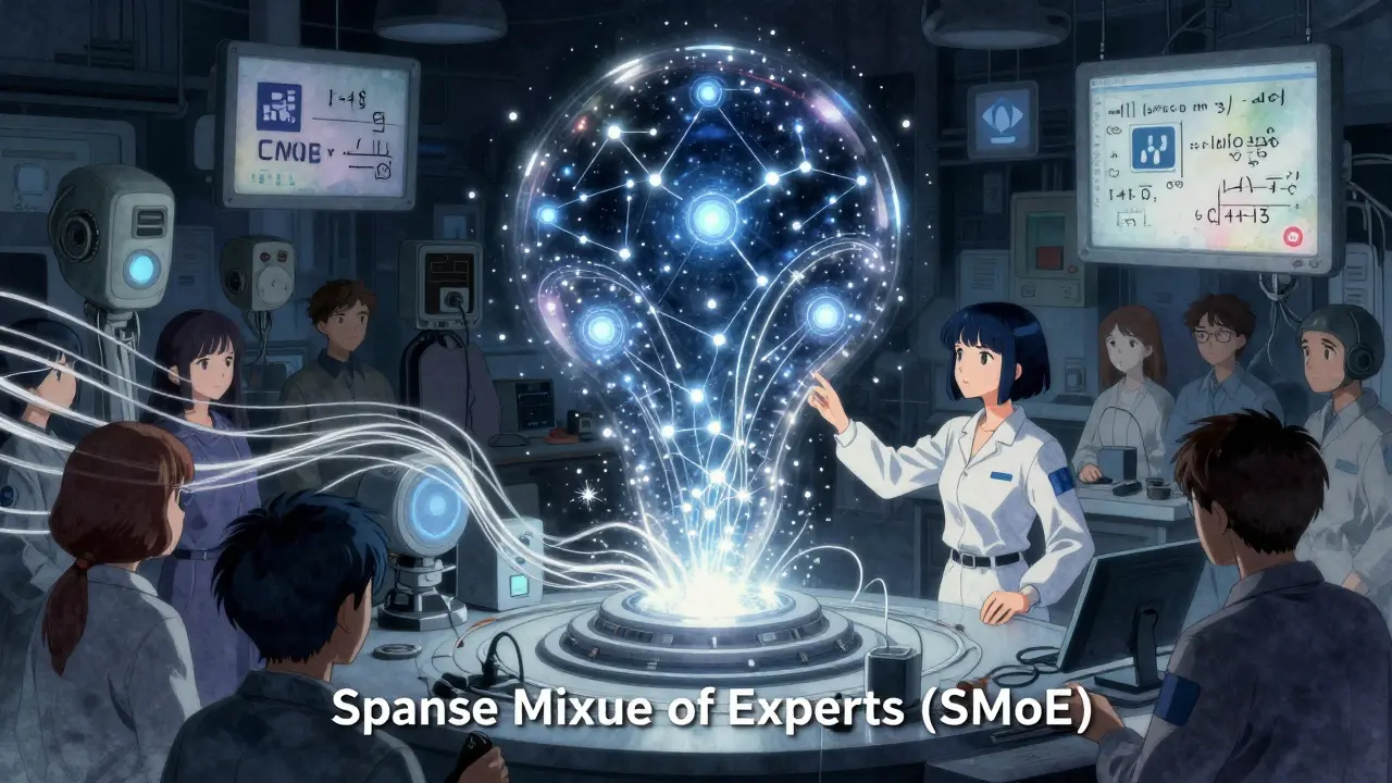 En ingeniør aktiverer en smart AI-arkitektur der bare noen deler virker per forespørsel.