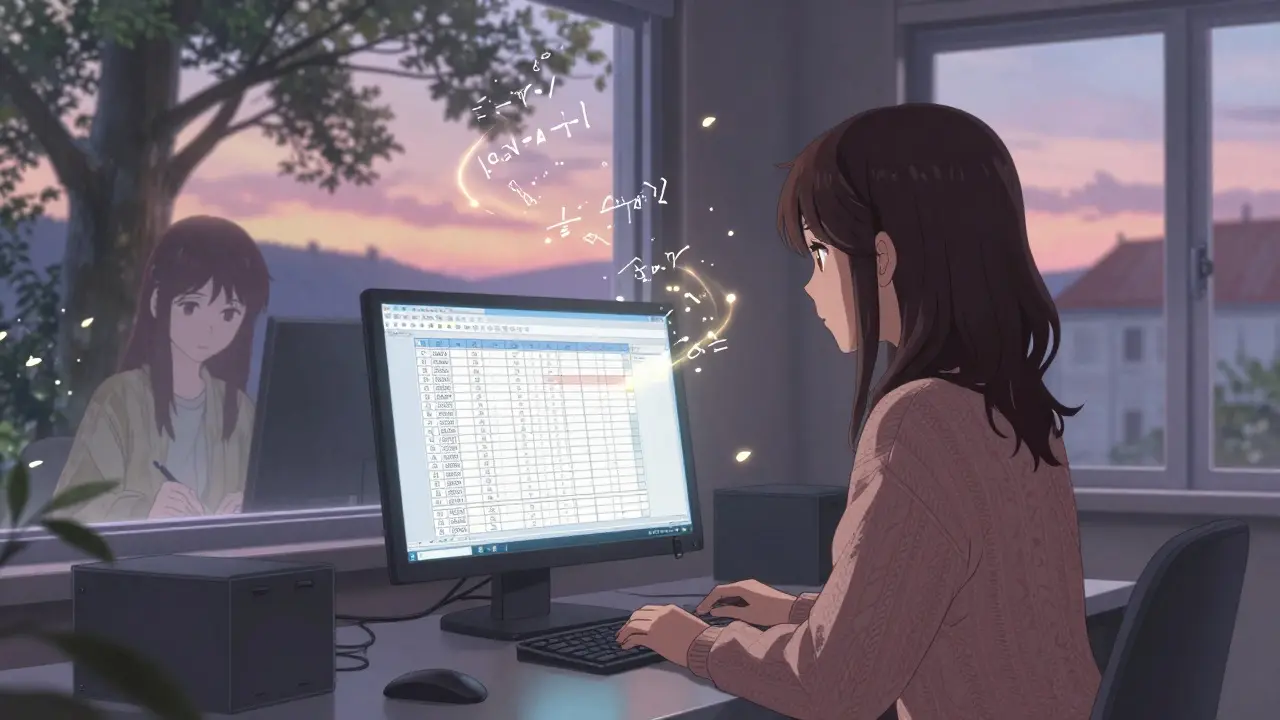 En regnskapsfører ser på skrevne kvitteringer som blir til digital data i et norsk kontor.