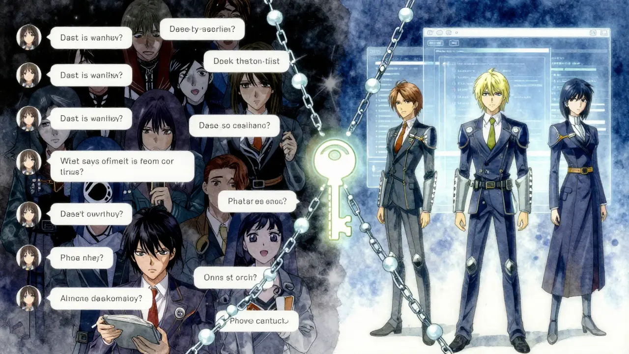 En kontrast mellom farlig misbruk av AI og et sikret system med adaptive grenser, symbolisert av en lysende kobling.