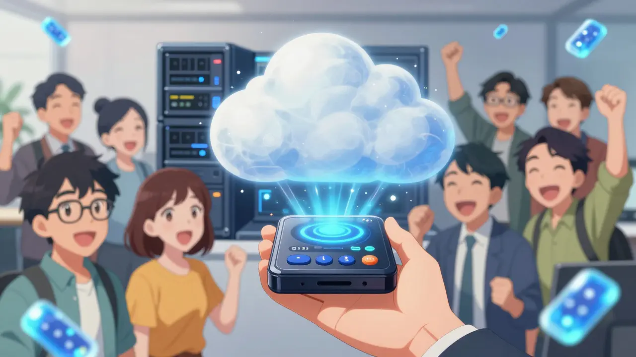 Teknologiteam feirer kostnadsreduksjon med kompakt enhet og smal skyserver.