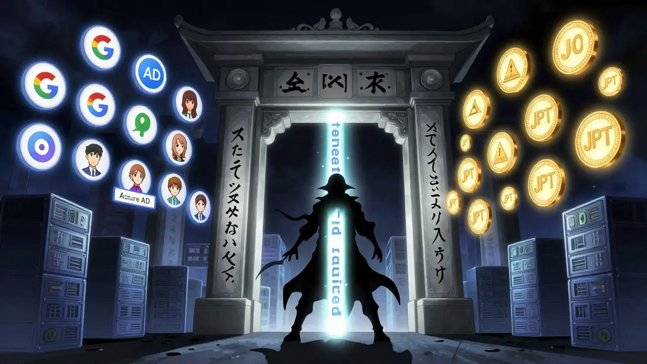 Brukere logger inn med ulike ID-er, mens JWT-tokener med tenant_id blokkerer uautoriserte tilganger.