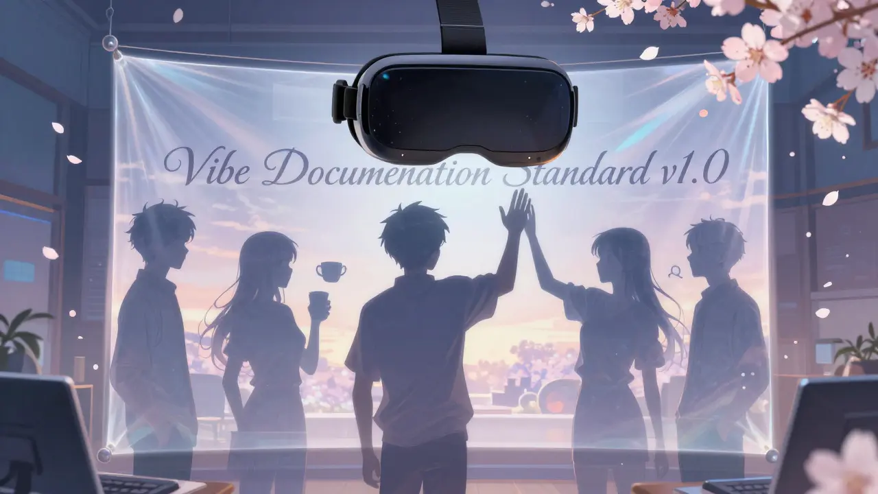 En VR-opplevelse viser et team i en virtuell rom, med kroppsspråk og øyeblikk fra en virkelig arbeidssituasjon.