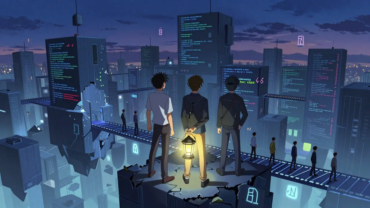 Lag med kodebygde byer og lys av forståelse i CLAMP-stil.