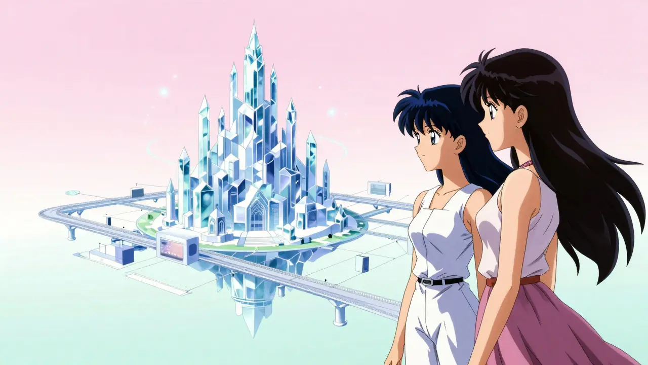 Designer og utvikler som samarbeider om en krystallinsk, flytende programvareprototype.