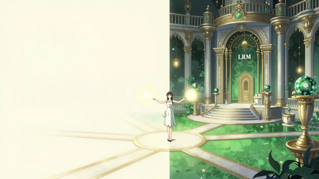 Illustrasjon av en hybrid AI-strategi som balanserer enkle og komplekse oppgaver.