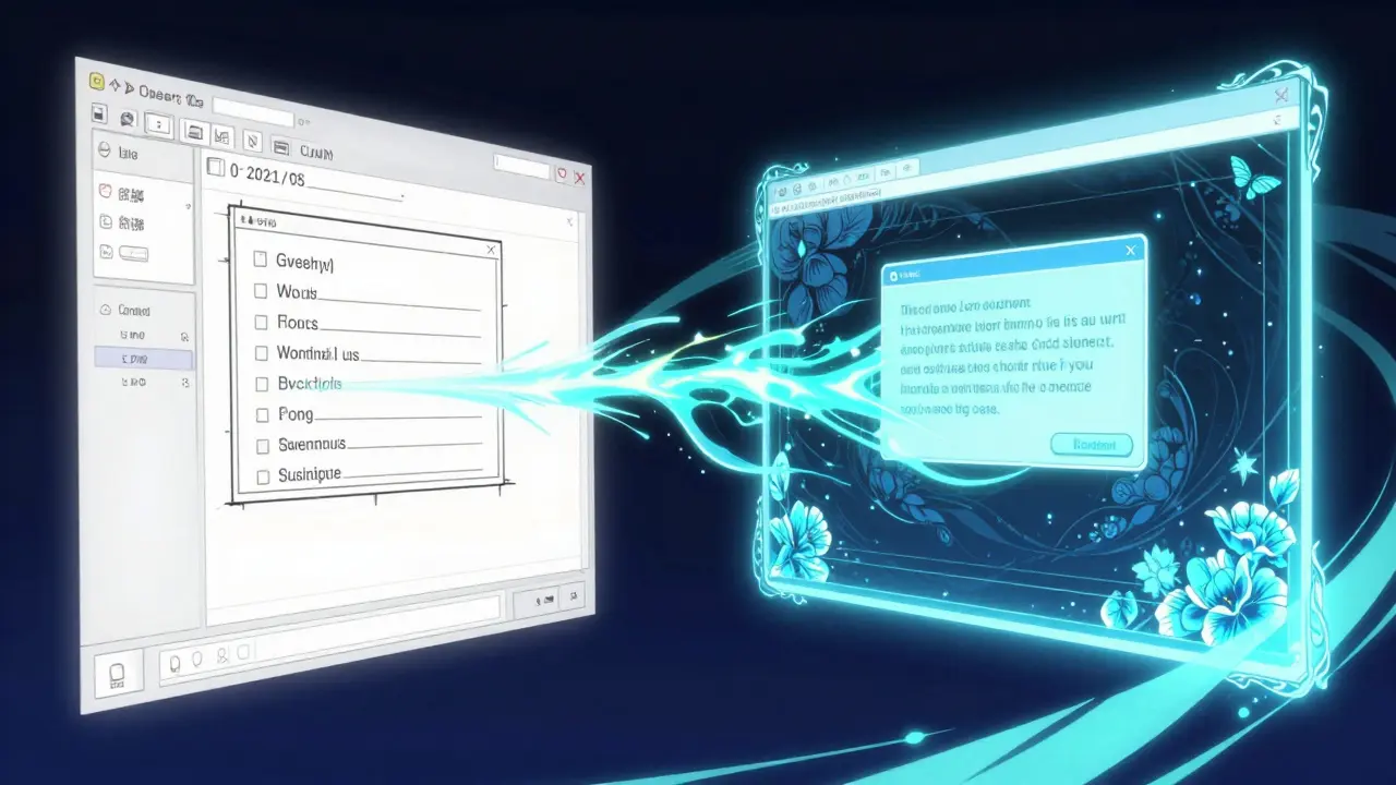 Overgangen fra en statisk skisse til en levende digital applikasjon med energistrømmer.