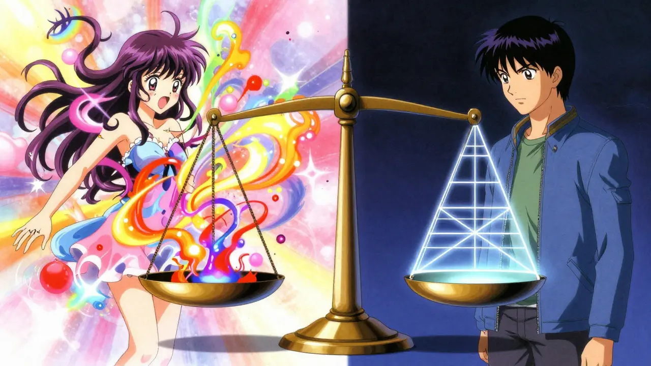 Balansen mellom kreativ vibe og teknisk kontrast i anime-stil