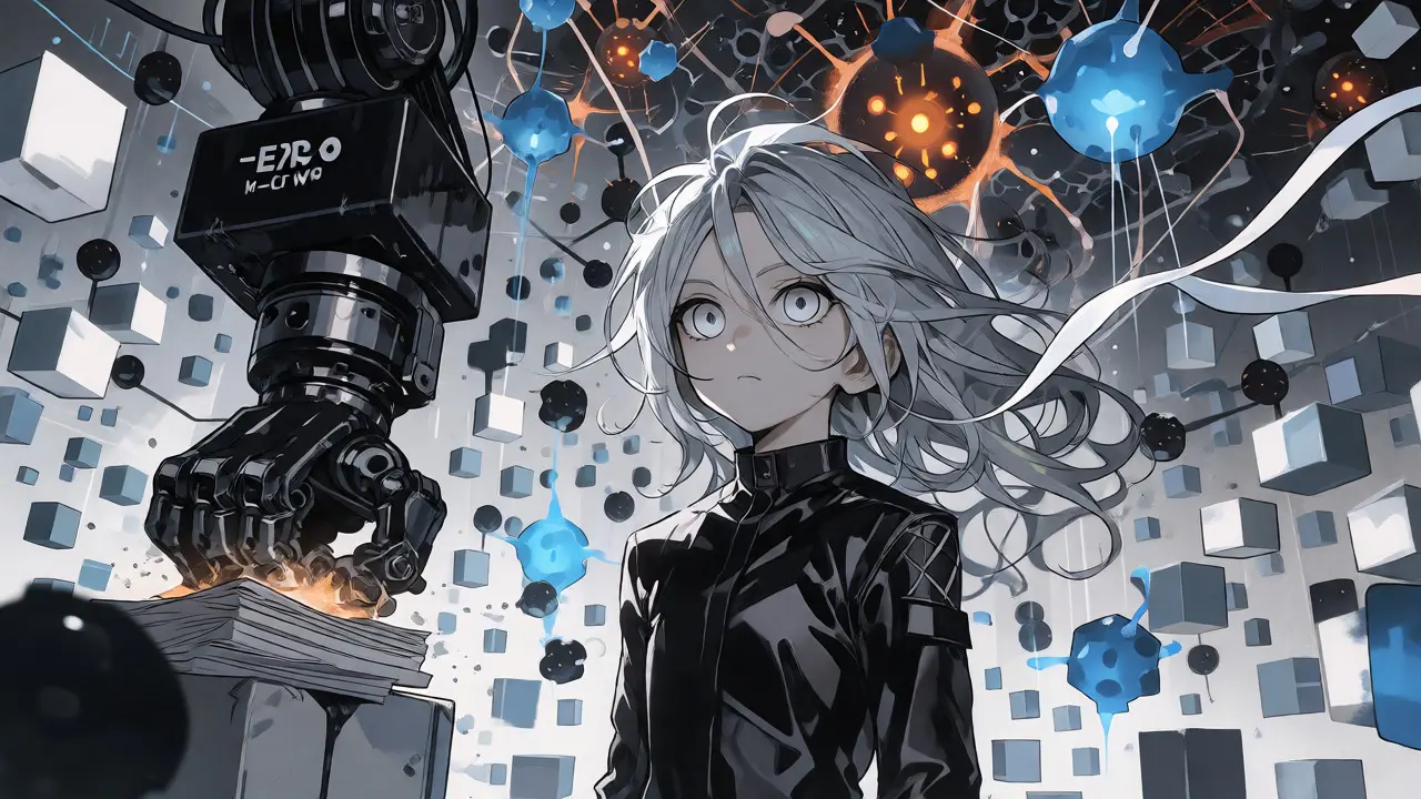 Manga-scene som viser tekniske utfordringer ved modelltrening og minnebruk