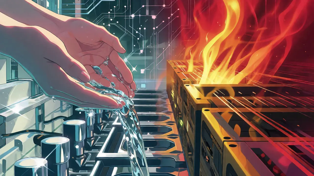 Vannkjøling og varme fra servere i manga-stil